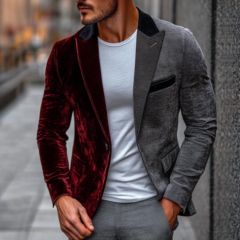 Men's Retro Casual Splicing Single Breasted Blazer 00345817TO