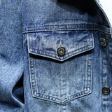 Men's Vintage Lapel Single Breasted Slim Denim Jacket 00355073M
