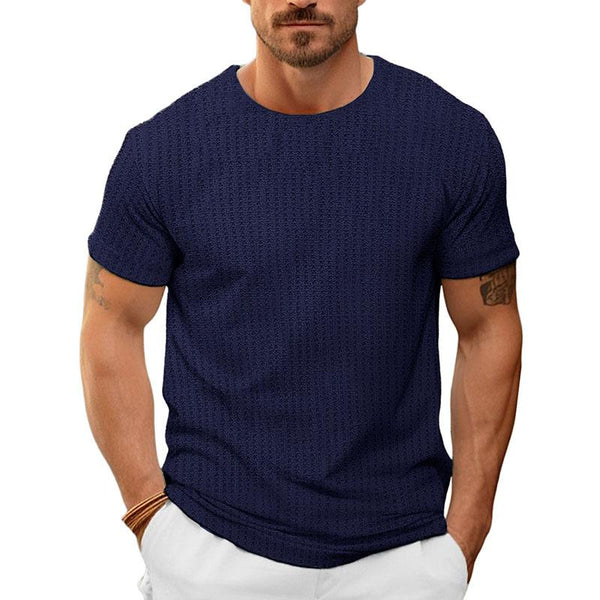 Men's Casual Round Neck Waffle Short Sleeve Slim Fit T-Shirt 34756796M