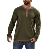 Men's Long Sleeve Crew Neck Henley Shirt 23582261X
