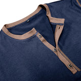 Men's Casual Color Block Henley Collar Short Sleeve T-Shirt 85764832Y