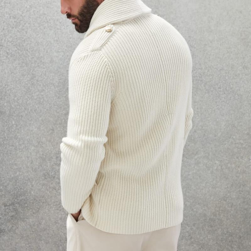 【24-hour shipping】Men's Casual Solid Color Lapel Double Breasted Knitted Cardigan 94737821M