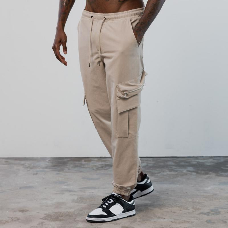 Men's Casual Multi-Pocket Elastic Waist Loose Sports Pants 35195856M