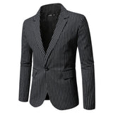 Men's Casual Striped Notch Lapel Single-breasted Slim-fit Blazer 84023907M