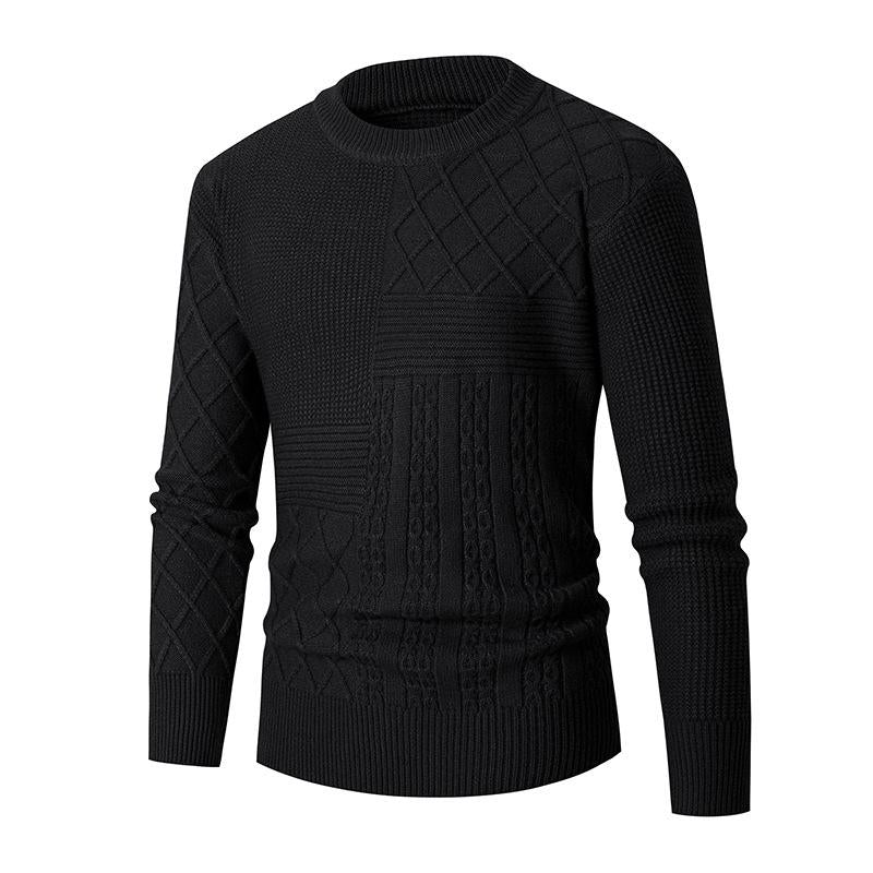 Men's Casual Solid Color Cable Crew Neck Sweater 15481377Y