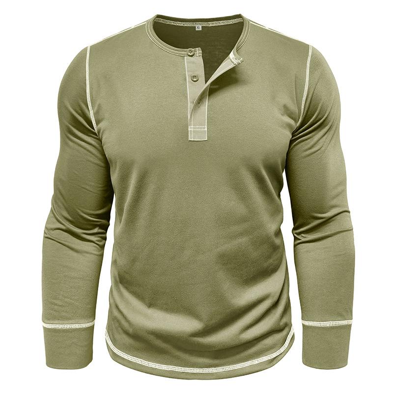 Men's Casual Colorblock Henley Collar Slim Fit Long Sleeve T-Shirt 95705154M