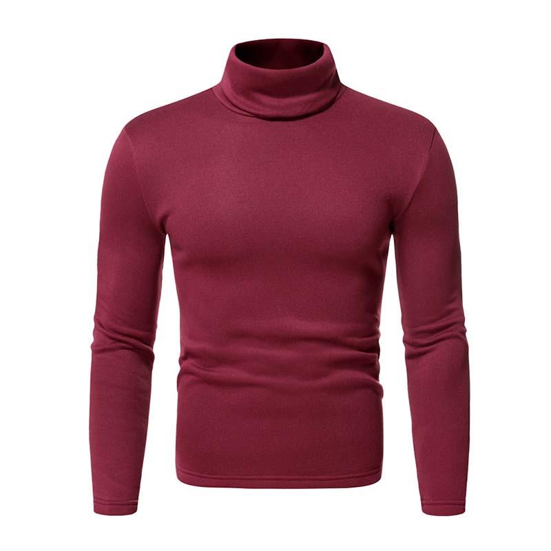 Men's Classic Casual Fleece High Collar Long Sleeve T-shirt 97790009K