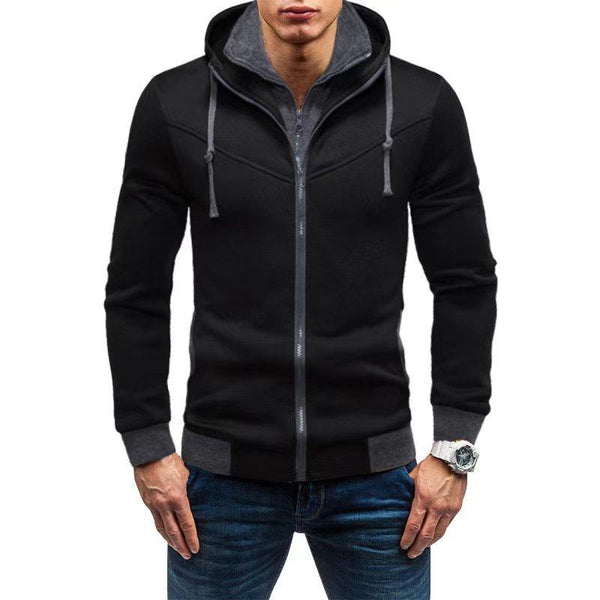 Men's Casual Colorblock Loose Zipper Long SLeeve Hoodie 51218635M