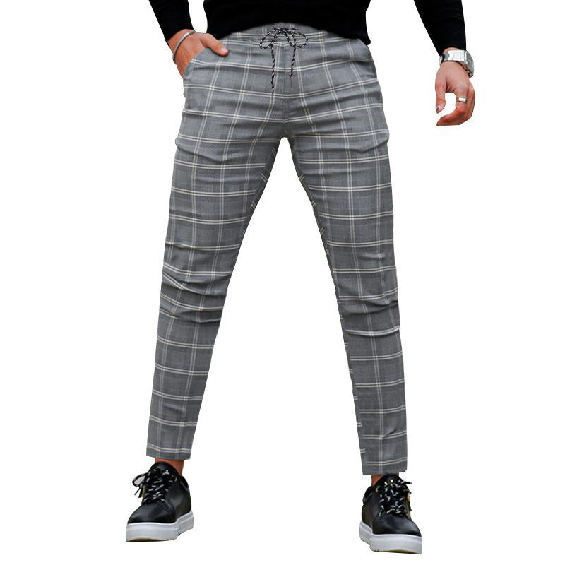 Men'S Retro Casual Plaid Straight Pants 85522735Y