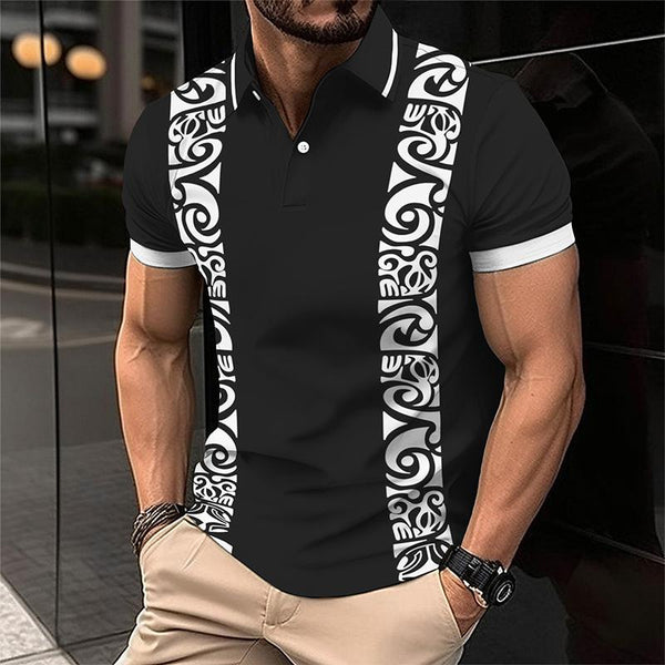 Men's Casual Ethnic Short-sleeved Polo Shirt 76058599TO