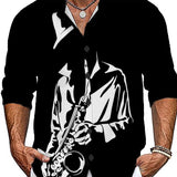 Men's Casual Music Print Long Sleeve Shirt 00906010X