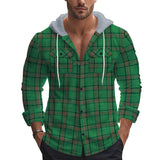 Men's Flannel Hooded Chest Pocket Long Sleeve Casual Shirt 66418582Z