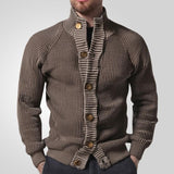 Men's Casual Stand Collar Solid Color Single Breasted Knitted Cardigan 64989213M