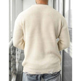 Men's Casual Solid Color Ripped Crew Neck Sweater 39016293Y