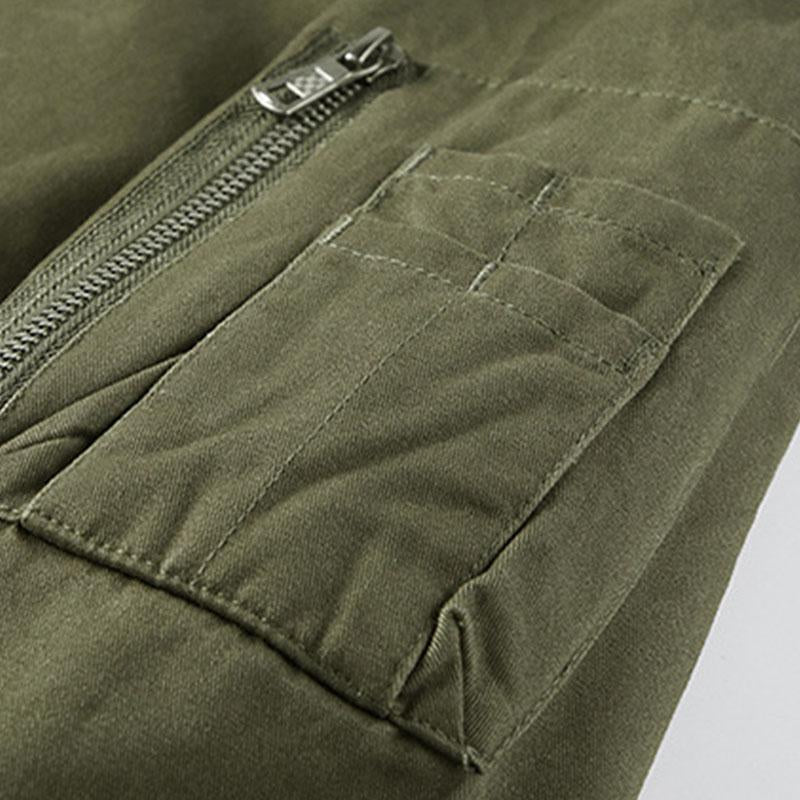 Men's Vintage Solid Washed Cotton Multi Pocket Baseball Jacket 75432803M
