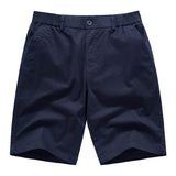 Men's Casual Solid Color Elastic Waist Straight Shorts 11587646Y