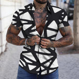 Men's Casual Triangle Printed Lapel Short Sleeve Shirt 88684731TO