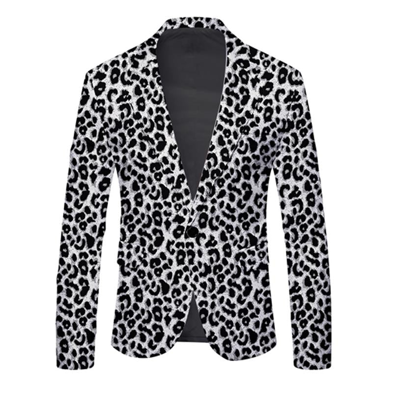 Men's Leopard Print Single Button Blazer 98661062X