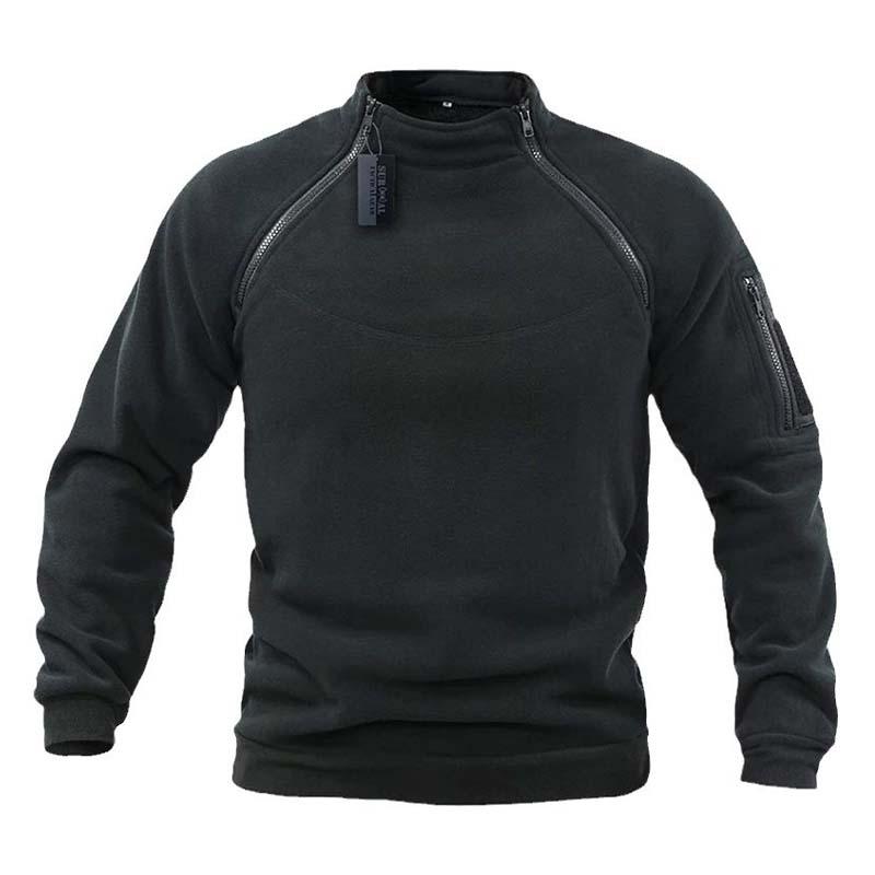 Men's Classic Casual Warm Breathable Side Zipper Fleece Pullover Sweatshirt 44007010K