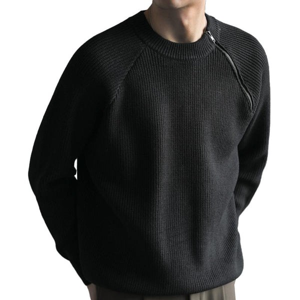 Men's Loose Round Neck Side Zipper Bottoming Sweater 30256171X