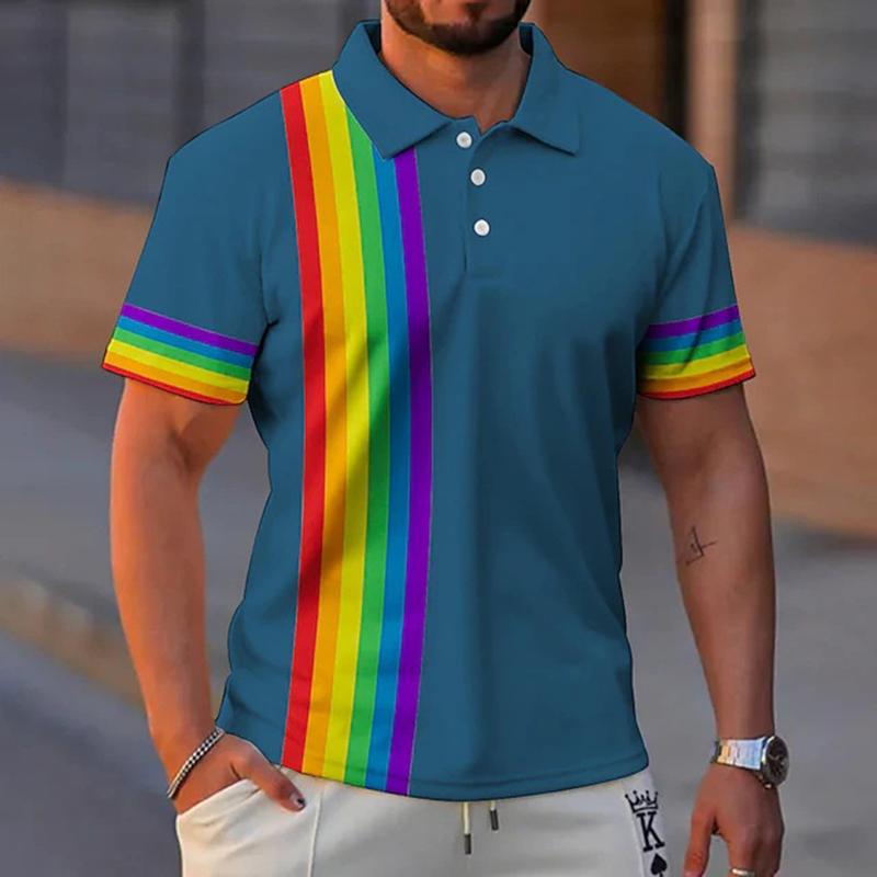 Men's Casual Rainbow Polo Shirt 71296474TO