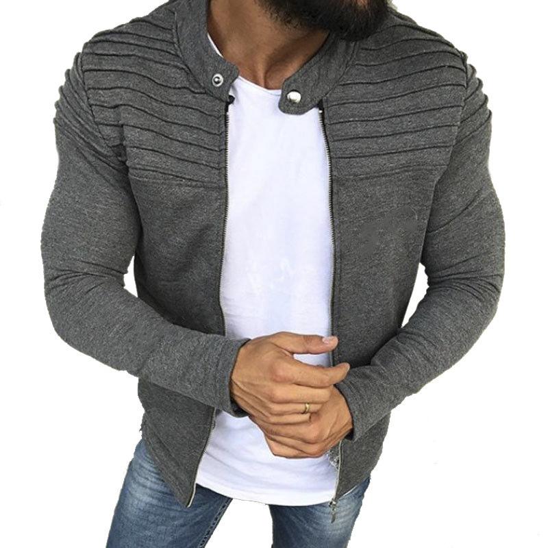 Men's Casual Retro Pleated Zipper Sweatshirt 51297132TO