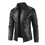 Men's Casual Solid Color Motorcycle Lapel Jacket 45070548Y