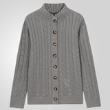 Men's Solid Color Stand Collar Knit Single Breasted Cardigan 59410460Y