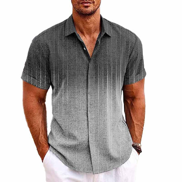 Men's Hawaiian Ombre Print Lapel Short Sleeve Shirt 81776145X