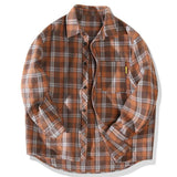 Men's Vintage Loose Check Long Sleeve Shirt 30256623Y