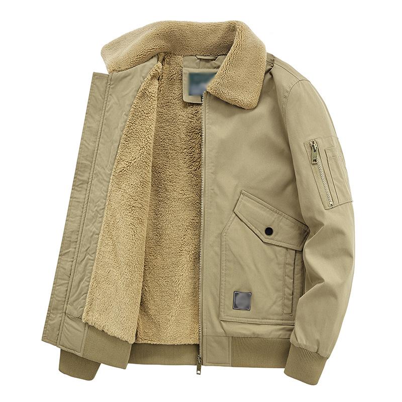 Men's Vintage Teddy Plush Warm Lapel Multi-Pocket Jacket 52817249Y