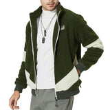 Men's Vintage Colorblock Stand Collar Sherpa Plush Jacket 81999398Y