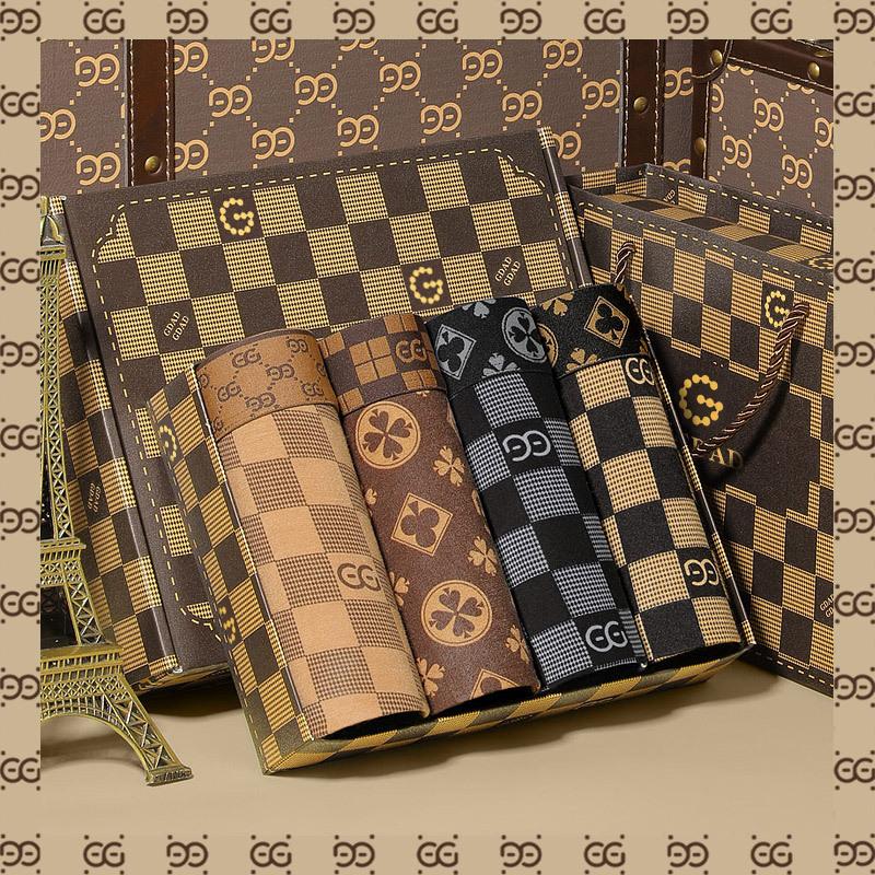 Men's Underwear 4 Pcs Retro Geometric Letters Print Breathable Boxer Briefs Set 57589817Z