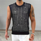 Men's Casual Round Neck Thin Hollow Knitted Tank Top 50741049M