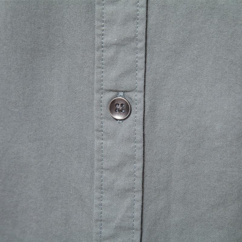 Men's Casual Solid Color Cotton Slim Lapel Long Sleeve Shirt 93396803M