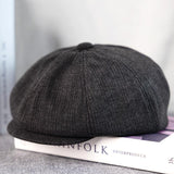 Men's Autumn and Winter Octagonal Striped Beret Hat 40597672U