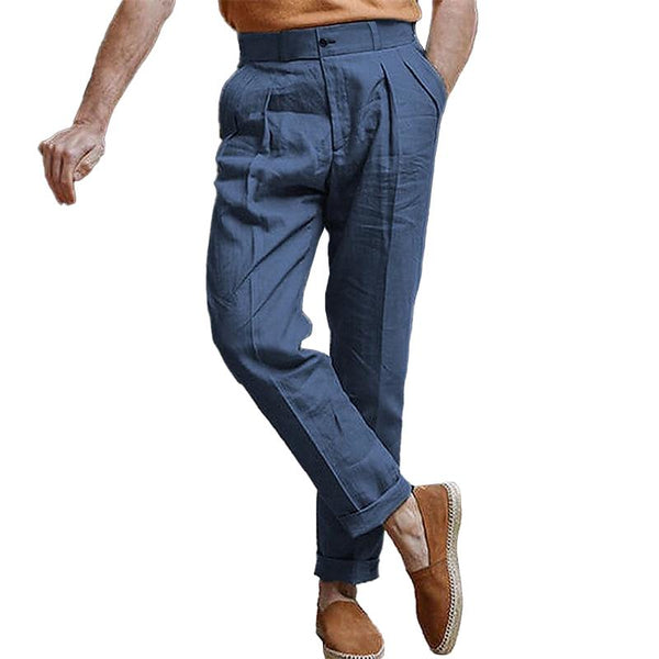 Men's Casual Solid Color Cotton Linen Breathable Pants 58295076M
