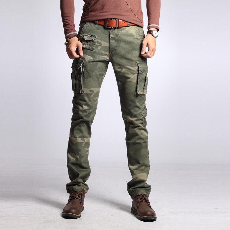 Men's Camouflage Multi-pocket Cotton Slim Cargo Pants 08327889Z