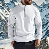 Men's Casual Solid Color Fleece Zipper Stand Collar Loose Sweatshirt 22895255M