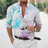 Men's Printed Lapel Long Sleeve Casual Shirt 02254665Z