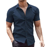 Men's Solid Color Casual Short Sleeve Shirt 35551691X