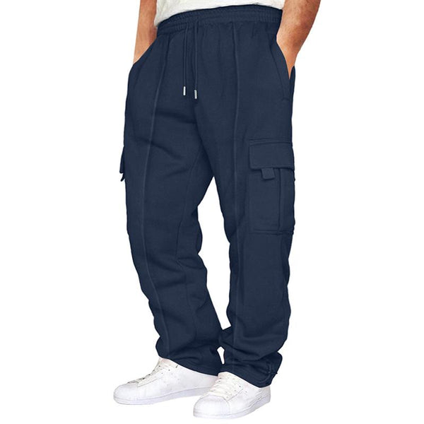 Men's Casual Sport Lined Plush Multi-Pocket Lace-Up Pants 61024987Y