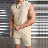 Men's Solid Color Sports Casual Sleeveless Tank Top Shorts Set 03464867Y