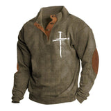 Men's Outdoor Casual Stand Collar Printed Pullover Long Sleeve Sweatshirt 08674629M