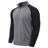 Men's Casual Half-Zip High-Neck Color Matching Raglan Sleeves T-Shirt 29522527Y