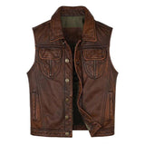 Men's Vintage Distressed Leather Vest 43660088U