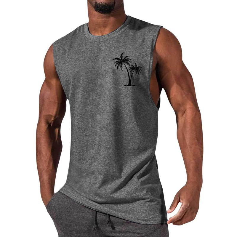 Camiseta deportiva informal con cuello redondo y estampado para hombre 12305907X