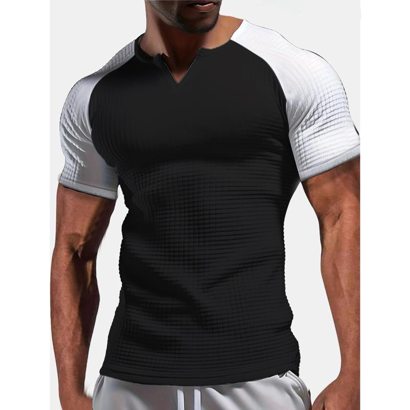 Men's Raglan Sleeve Color Block Waffle Athletic Short Sleeve T-Shirt 23569281Y