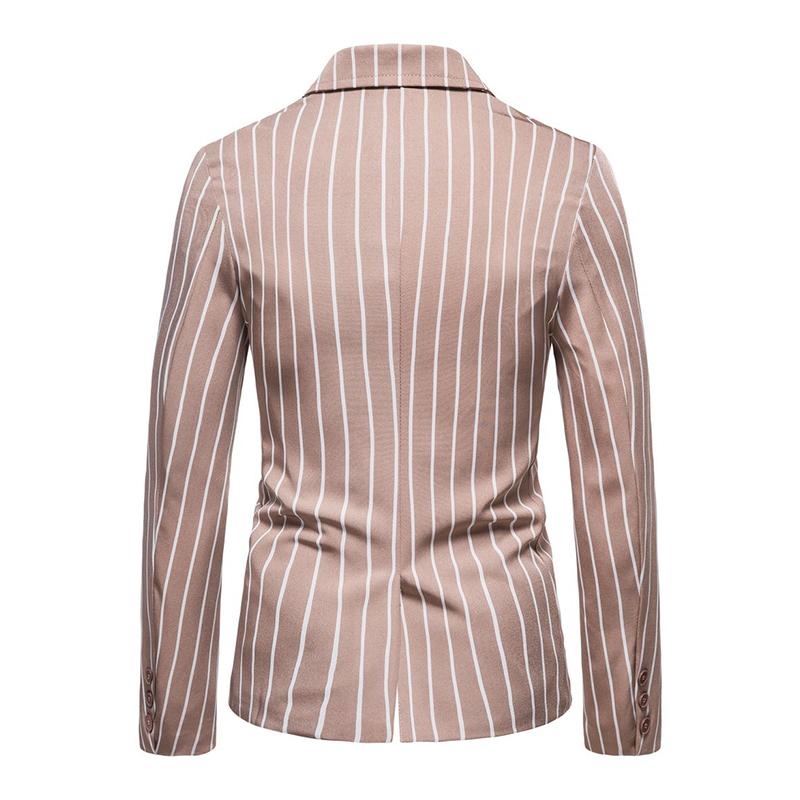 Men's Casual Striped Two-Breasted Single-Breasted Blazer 97827692M