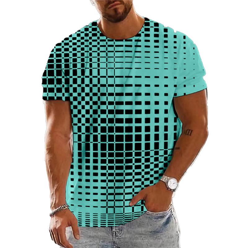 Men's Round Neck Visual Three-dimensional Printing Short-sleeved T-shirt 87286411X